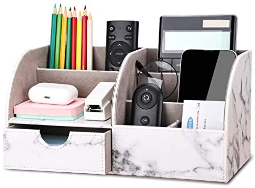 KINGFOM Büro Zubehör Schreibtisch, büroset schreibtisch set (Halb Pu-grauer Marmor)