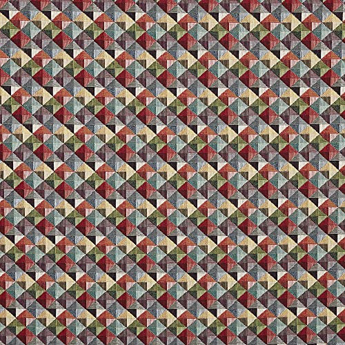 Kt KILOtela - Polsterstoff, Dekostoff, Gobelin Jacquard, Polsterung für Stühle, Sofas, Möbel, 330 gr/m², Modische Accessoires, Tischdecke, Vorhang, Dekoartikel, Dreiecke, Mehrfarbig, Schwarz ─ 1 Metre