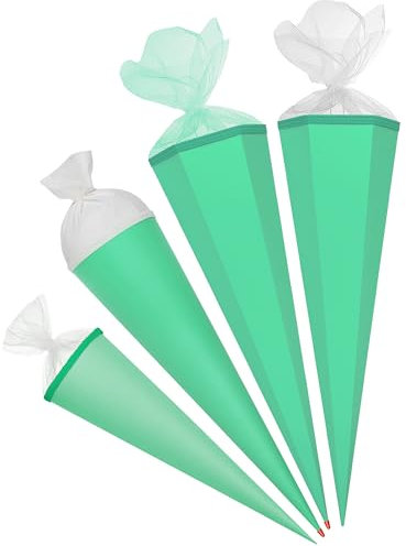 alles-meine.de GmbH Schultüte - Rohling - Mint grün - türkis - 50 cm - rund - Tüllabschluß - mit/ohne Kunststoff Spitze - Zuckertüte - Markneukirchen - Jungen Mädchen - einfarb..