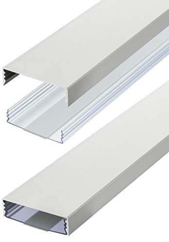 Flacher Design Aluminium Kabelkanal in silbermatt eloxiert selbstklebend 50 mm x 15 mm Alunovo Kabelschacht Leitungskanal (Länge: 80cm)