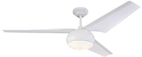 Westinghouse Lighting 72264 – Ventilatore da soffitto LED contemporaneo Madeline con luce e telecomando, 142 cm, finitura bianca, vetro opalino smerigliato