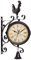 MagiDeal Wanduhr Vintage ohne Tickgeräusche, Gartenuhr Wetterfest, Retro Bahnhofsuhr, Outdoor Zwei Gesichter Antike Uhr, Batterie-Betrieb- Römische Zahlen