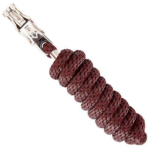 Merauno® Führstrick für Pferd - Anbindestrick in verschiedenen stylischen Designs, Führleine, Anbindeseil Pony, Esel, Ziege mit Panikhaken (Braun, Panikhaken)
