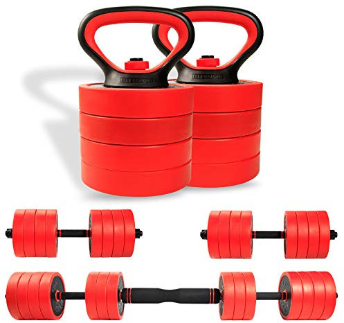 CCLIFE Eisen Hanteln Set Multifunktional verstellbar mit Verbindungsstahlrohr Kettlebell-Griff Kurzhanteln Langhanteln Hantelset professionell Dumbbell Gewichten