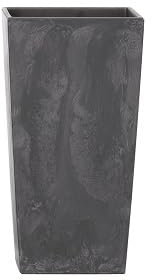 URBNLIVING 2 vasi da fiori grandi, alti e alti, effetto cemento, per interni ed esterni, da giardino, patio, colore nero, 265 mm quadrati