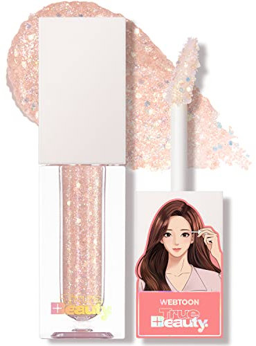 AMTS Webtoon wahre Schönheit, flüssiges Glitzer-Lidschatten-Highlighter-Make-up, koreanisches Make-up, k Drama Bling Twinkle Glow unter den Augen, hochpigmentiert, langlebig (Etwas Liebe)