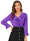 Allegra K Women's Ruffle Blouse for Business Work Elegant V Neck Long Sleeve Casual Dressy Top, Dark Purple, L