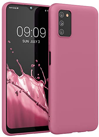 kwmobile Hülle für Samsung Galaxy A03s TPU Case - Handyhülle unterstützt kabelloses Laden, Flexible Schutzhülle, gummiertes Cover in Dark Rose