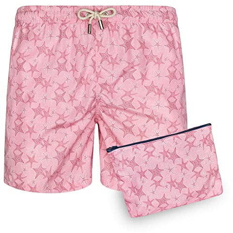 Blue coast yachting - Costume da bagno da uomo con stampa, ad asciugatura rapida, stella rosa, S