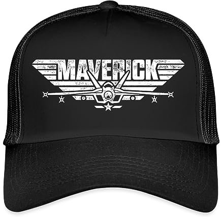 Spreadshirt Top Gun Maverick Kampfjet Logo Trucker Cap, One Size, Schwarz/Schwarz