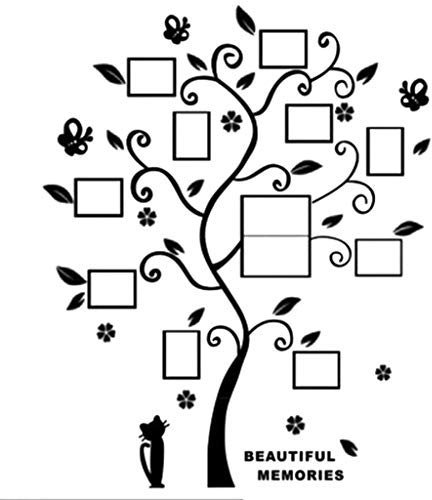 Generic Wand Wandbild Fotokunst DIY 3D PVC Familienzimmer Wohnkultur Rahmen Aufkleber Wandaufkleber Mädchenzimmer Komplett (Black, One Size)