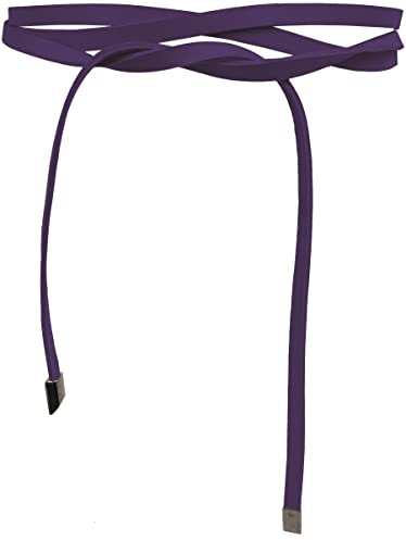 FISH IN THE SEA - Super Slim 1cm schmaler Obi Gürtel - Lila - Wickelgürtel - Taillengürtel - Bindegürtel - Echtleder - Damen - Halsband - Lederkette - Länge 245cm/ Breite 1 cm