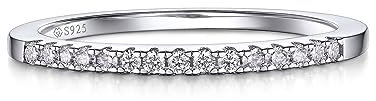 MomentWish Eternity Ring, Moissanit Diamant Ring Silber Damen, Ring Damen Herren Verlobung Hochzeit Ehering Verlobungsring Ewigkeitsringe Größe63