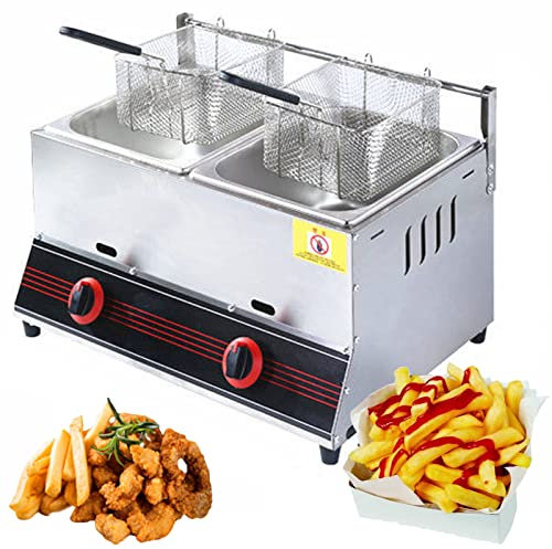Freidora de Gas Industrial con Cesta y Tapa Freidoras de Encimera de Acero Inoxidable Freidora Eléctrica de Escritorio Fácil de Limpiar para Uso Comercial para Restaurante Comercial, Restau,Style3