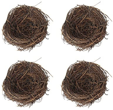 BYNYXI 4 Stück Rattan Vogelnest, 10cm Künstliches Osternest Schaum Wachteleier Festival Ostern Deko Handgemacht Frühling Zweige Rattan Nest für Ostern Tischdeko Basteln Foto Requisiten