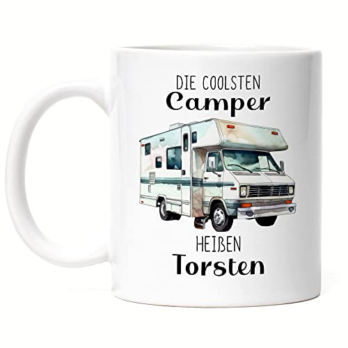 Kiddle-Design Die coolsten Camper heißen Tasse personalisiert mit Wunschnamen Wohnmobil Wohnwagen Vatertag Geschenk