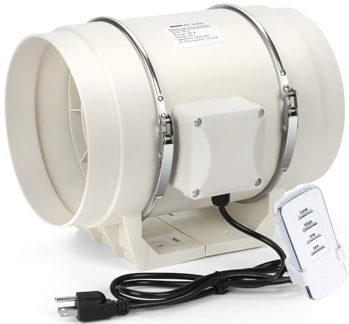 Nalle 8 Inch Inline Duct Fan Radon Fan with Variable Speed Controller 168W 740 CFM Ventilation Exhaust Blower Fans Efficient Quiet Copper Motor for Ducting Vents Bathroom Kitchen
