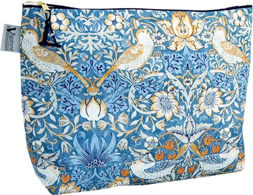 Vagabond Bags Ltd Unisex Strawberry Thief Kosmetiktasche (1 Stück), blau, 30cm x 22cm x 10cm, Weiche Tasche mit Reißverschluss