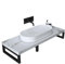 Mai & Mai Meuble sous Vasque Marbre Blanc Bois 50x140cm Plan de Travail pour Salle de Bain avec Équerres en Acier Inoxydable PL005