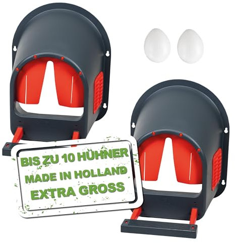 MyCozynest Legenest für Hühner - 2 Stück, bis zu 10 Hühner, Anthrazit/Limettengrün, Robust und Leicht zu Reinigen, Wandmontage, 44 x 40 x 49 cm, Kunststoff, Hühnernest/Geflügelnest