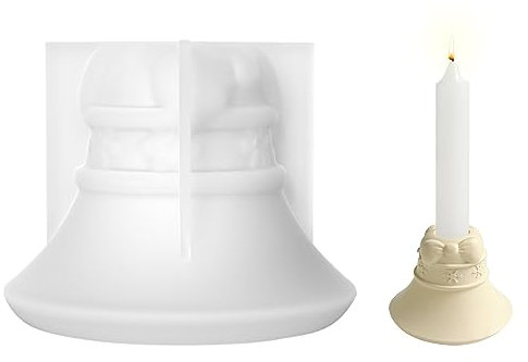 GUAHKUN Weihnachts Silikonform Kerzenhalter, Halloween Gießform Kerzenhalter, DIY-Kristall-Klebeform, Schneemann, Elch, Glocke, Blumentopf, Harz Epoxid Stabkerzenhalter Kerzenform (04)
