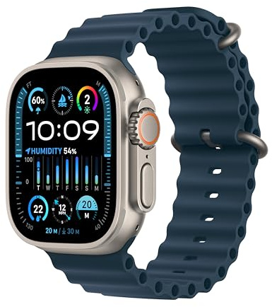 Apple Watch Ultra 2 [GPS + Cellular 49mm] Smartwatch with Rugged Titanium Case & Blue Ocean Band. Fitness Tracker, Precision GPS, Action Button, Extra-Long Battery Life, Bright Retina Display