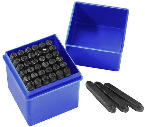 Gueenky 36 Piezas Números de Perforado, 5 mm Letras Perforadas, Alfabeto A-Z, Número 0-9, Letras Perforadas de Metal, Números Perforados para Estampar Metal Plástico Madera Cuero