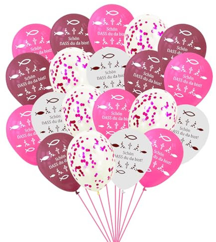 Luftballons Rosa Kommunion Konfirmation Luftballons Deko 60 Stücke Mädchen Taufdeko Mädchen Konfirmation Luftballons Konfirmation Rosa Konfetti Ballons für Mädchen Geburtstag Firmung Taufe Deko