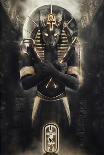 5D DIY Diamond Painting Komplett-Set, Anubis der Ägypten Diamantmalerei, Stickerei Strass Kreuzstich Kunst Handwerk Diamant Malerei mit Zahlen für Erwachsene Kinder Wanddekoration Haus 50 x 80 cm