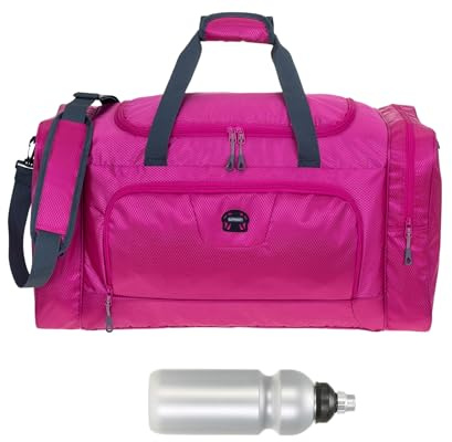 Sporttasche groß 55 cm Gym Bag Sport Elephant Trainer pink 1243 +Flasche | berry rose Damen Herren Reisetasche Sauna Schwimmtasche Reise Arbeit Fitness Tasche Gymbag Sportstudio 40 L