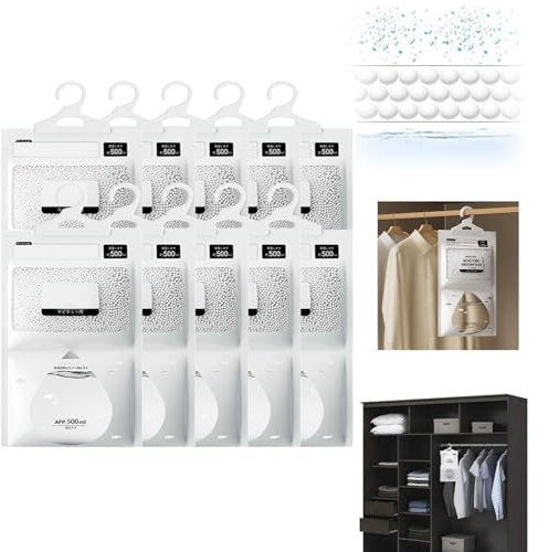 AHYDFSR 10 x 100g Luftentfeuchter Beutel zum Hängen, Moisture Absorber, Kleiderschrank-Entfeuchter zum Aufhängen, Luftentfeuchter Granulat für Küche/Bad/Schrank/Auto