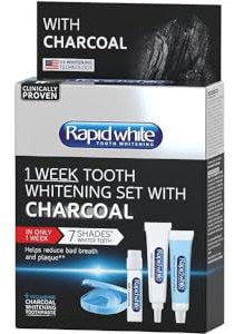 Rapid White 1 Week Tooth Whitening Set with Charcoal – 7 Shades Whiter in 1 Week – Helps Reduce Bad Breath & Plaque - Clinically Proven