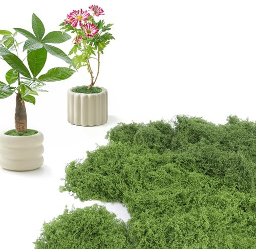 Minicoco Artificial Moss 100g Faux Moss Artificial Plants Outdoor Dried Moss for Plant Pots Green Moss for Craft Fake Green Plants for Garden Home Office Decoration(50g Light Green+50g Dark Green)
