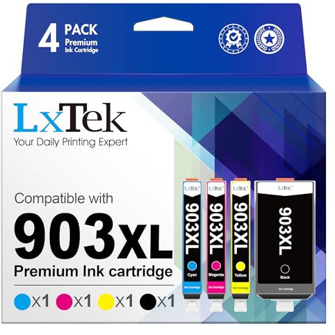 LxTek 903XL Multipack Druckerpatronen 903 XL Kompatibel für HP 903 Druckerpatronen 903 für HP Officejet 6950 Druckerpatronen 6960 Officejet Pro 6970 Patronen (Schwarz, Cyan, Magenta, Gelb)
