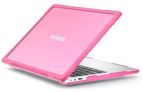 Funda compatible con Huawei MateBook 14 2021/2022/2023, marco de TPU antirotura + PC, cubierta rígida de plástico antihuellas, compatible con Huawei MateBook 14 (rojo rosa)