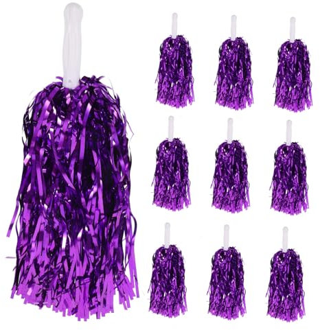 Milisten 10 Paar Cheerleader-Zubehör Glitzer Pompons Cheer Pom Poms für Mädchen Kinder jubeln Pompons Cheerleading The Cheerleaders Requisiten mit Griff Zubehör für Sportspiele Violett