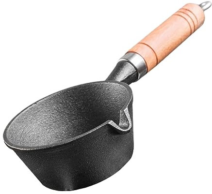 Amosfun Cacerola Mini Olla Portátil Para Calentar Leche y Caldo Antiadherente De Hierro Fundido