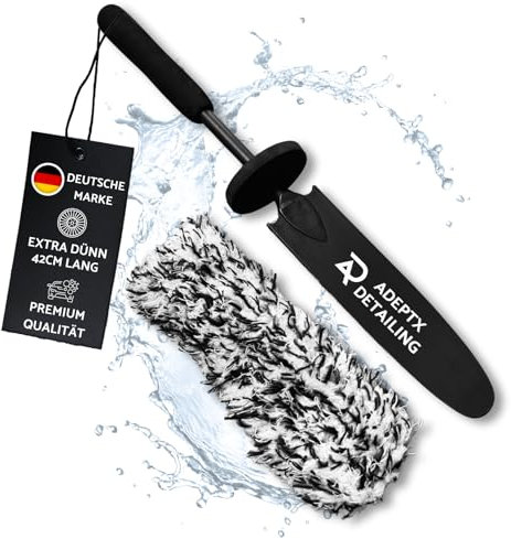 ADEPTX Detailing Mikrofaser Felgenbürste 42 cm – Extra dünne & schonende Bürste für perfekte Reinigung | Ultraweiche Borsten für Enge Zwischenräume | Ideal für Alu-, Stahl- & Chromfelgen