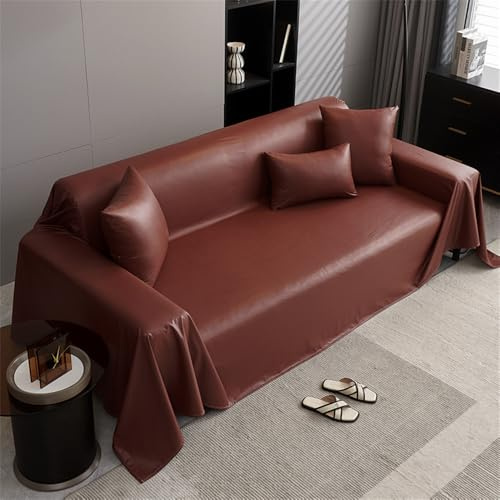 Highdi Sofadecke, 1 2 3 4 Sitzer Sofa Überwurf L Form Sofabezug PU Leder Universelle Groß rutschfeste Couch Überzug Sofa Cover Decke für sitzfläche (180x230cm,Rot)