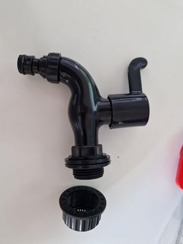 YourCasa Robinet d'Écoulement pour Citerne d'Eau de Pluie avec Filtre - 3/4 Compatible avec Raccord Rapide Courant - Fonction d'Arrêt pour Citerne (Noir)