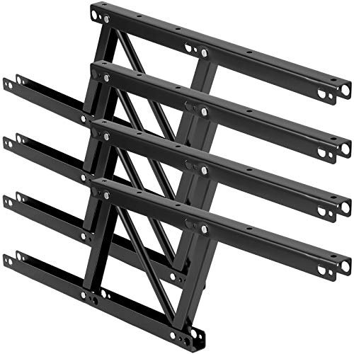 IYARNOVA 4 PCS 2 Pairs 15 Inches Folding Lift Up Top Coffee Table Mechanism Hardware Fitting Hinge Spring Stand Rack Hinge Rack Bracket, Lift Up Coffee Table Hinge, Black