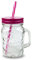 G4GADGET 1x Mason Jar with Handle - Pink (500ml) | Glass Drinking Cup with Lid & Straw | Perfect for Smoothies, Juices & Cold Beverages