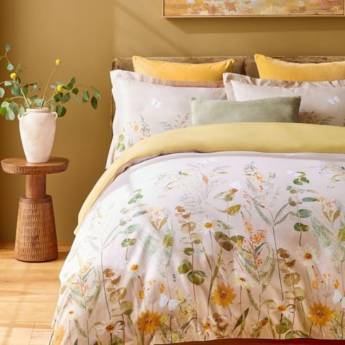 Freyamy Blumen Bettwäsche 155x220 2tlg, Chic Botanisches Aesthetic Floral, Wende Bettwäsche-Set Gewaschener Mikrofaser, 1 Bettbezug mit Reißverschluss und 1 Kissenbezug 80x80cm