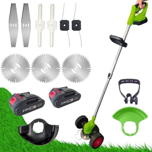 BEST DIRECT ROTORAZER 8 IN 1 Decespugliatore elettrico, 2 batterie 21 V, tagliabordi, tosaerba, vari accessori, testa girevole a 90° (Mower+2Bat+3Blades)