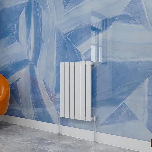 White Designer Radiator Horizontal 600×408mm Single Flat Panel - Wall/Floor Mounted for Modern Multi-Scene & Central Heating