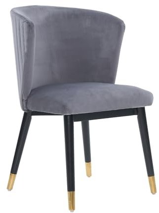 Life Interiors Sofina Modern Tufted Velvet Dining Chair – Upholstered Accent Chair with Curved Back, Gold-Tipped Rubberwood Legs & Durable Wooden Frame - Dining Room Living Room Restaurants