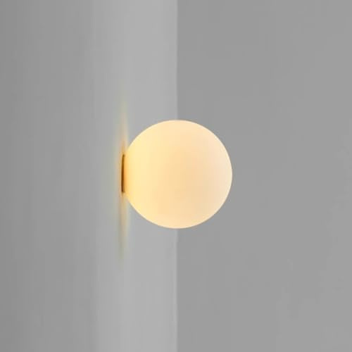 LOGT Runde Glas Wandleuchte Innen LED Kugel Wandlampe Moderne Badezimmer Wandbeleuchtung Kugel Deckenleuchte Dekorativ G9 15CM Nachttischlampen Wohnzimmerlampen für Schlafzimmer Esszimmer
