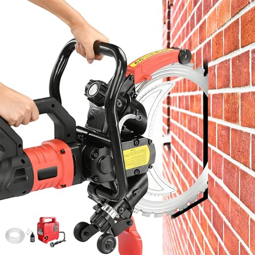 9500W Sega Elettrica per Calcestruzzo, Sega Anulare ad Alta Frequenza, Tagliamuri con 2 Lame-Sega, Profondità di Taglio 30cm, Taglio Senza Polvere, per Tagliare Pietra, Mattoni, Motore Senza Spazzole