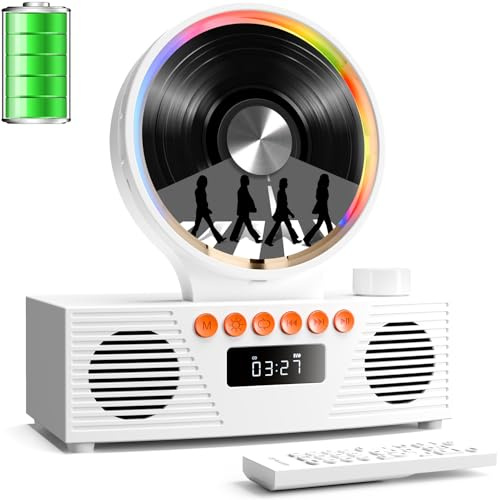 ROADOM Tragbarer CD-Player mit Bluetooth, Hi-Fi Stereo & Akku | Bluetooth TX & RX, 4000mAh Akku, Retro CD-Player, Hi-Fi Stereo, Sleep-Timer, USB/TF/AUX, 5 CD-Formate