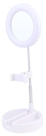 Weiße 64-led Selfie Ringlicht Tischlampe mit Handyhalterung | Abs Aluminium, 4 Sektionen, 5v und 6-12w, Verstellbare Helligkeit für Video und Live